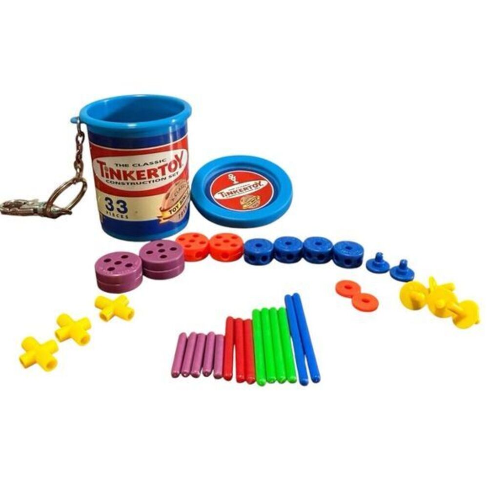 Hasbro Classic 1999 Tinkertoy 33-pc Keychain Fun 4 All Key Ring Construction Set